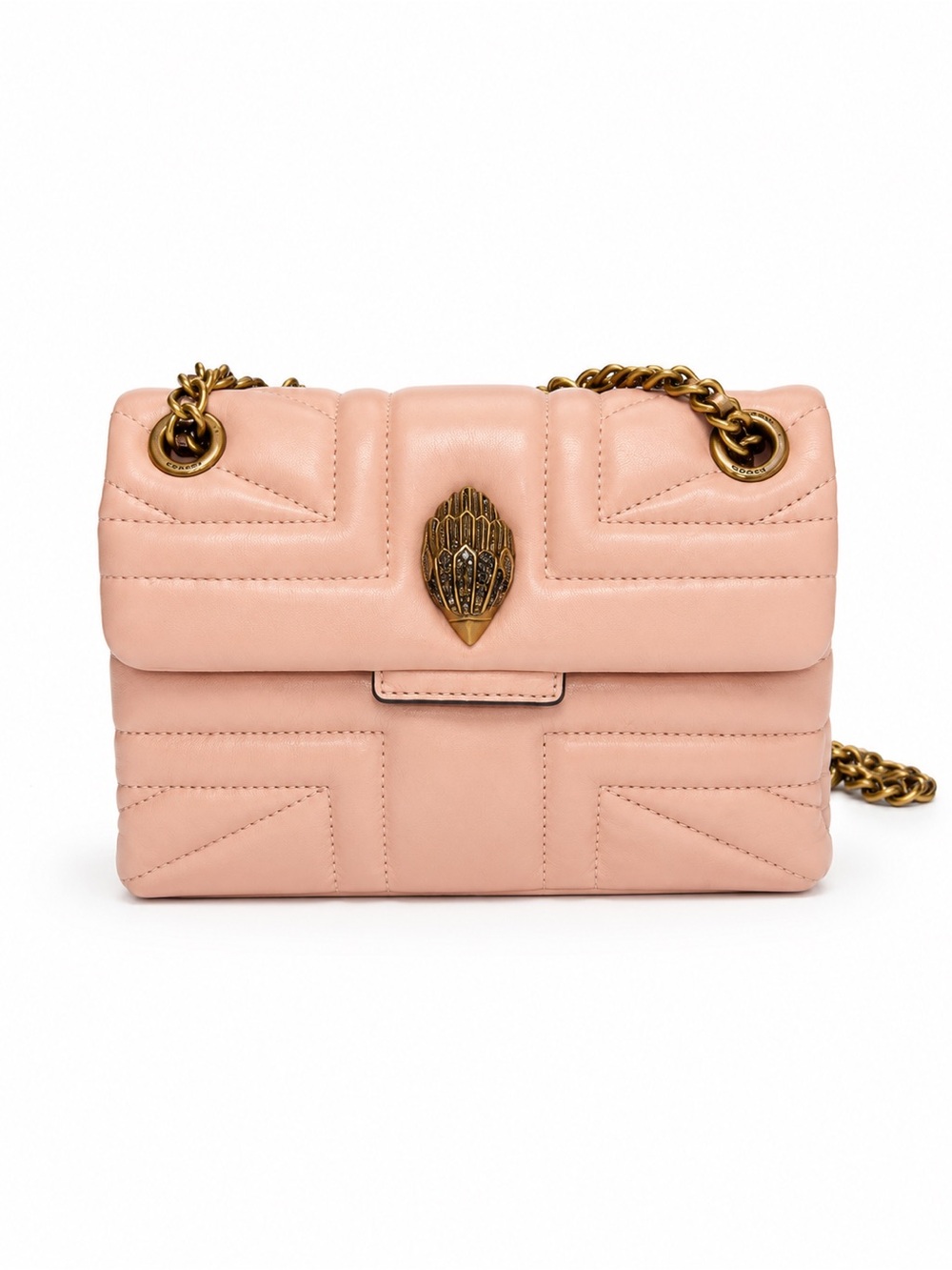 Kurt Geiger Blush Pink Quilted Leather Shoulder Bag with Gold Chain
